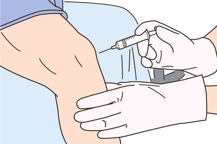 膝関節注射を打つ